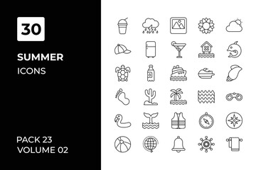 Summer icons collection. Set vector line with elements for mobile concepts and web apps. Collection modern icons.