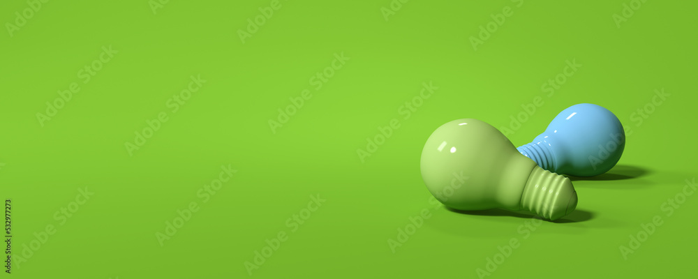 Poster light bulb on a colored background - 3d render