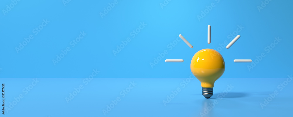 Aufkleber light bulb on a colored background - 3d render
