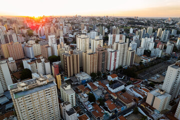 Central region of the City of Campinas with buildings, avenues and cars in the early evening....