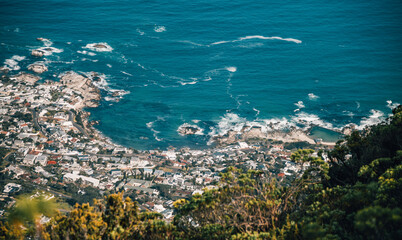 view over the beautiful camps bay in cape town. South Africa