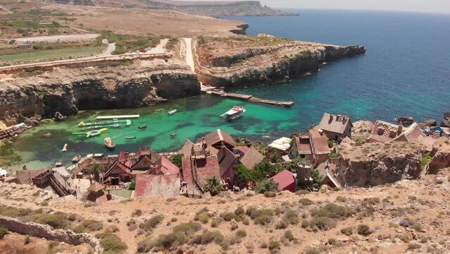 Aerial View Of Popeye Village, Malta