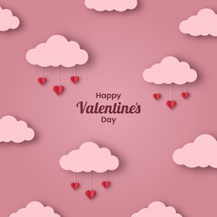 Happy Valentine's Day greeting card with paper cut elements