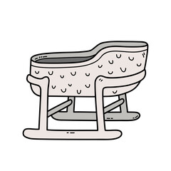 Vector icon illustration of doodle baby nursery crib 