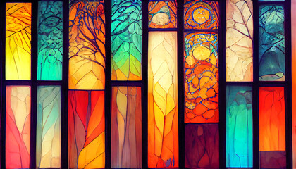 Beautiful stained glass windows - obrazy, fototapety, plakaty