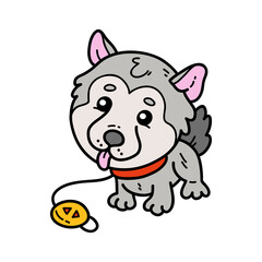 Vector icon illustration of doodle baby puppy