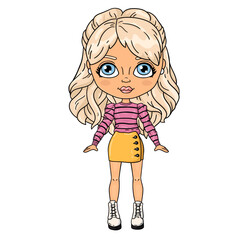 Vector illustration of cute lollipop doodle girl doll for children and scrap,digital stamp, t-shirt print ,greeting card,sticker,icon