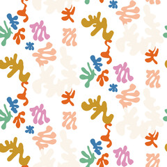 Abstract Vector Seamless Pattern Girls Mathis Style Postmodernism Organic Shapes