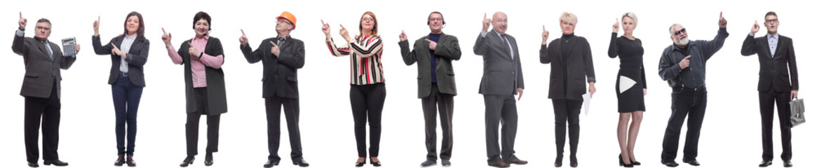 group of businessmen showing thumbs up isolated