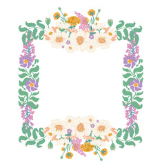 Vector Graceful Art Nouveau Flowers Bouquets of Convolvulus, Briar, Lotus, Lilac and Ranunculus