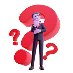 3d vampire character with question mark, Happy halloween.