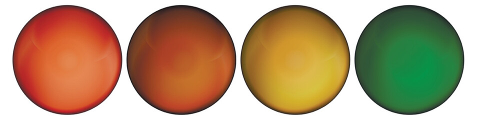 Set with glass colorful balls. Glossy realistic ball, 3D abstract vector illustration highlighted on a white background. Big metal bubble with shadow