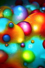 Abstract colorful backdrop. color balls of paint flowing in liquid water and oil background. mixing with paint pigments. render