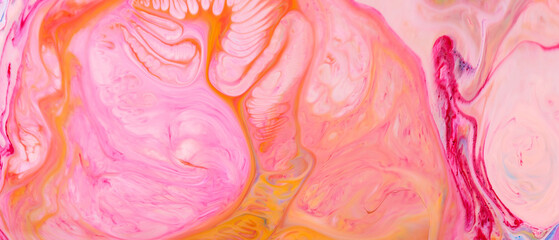 Fluid art. Creative abstract hand painted background. Multicolored shapes on a liquid surface....