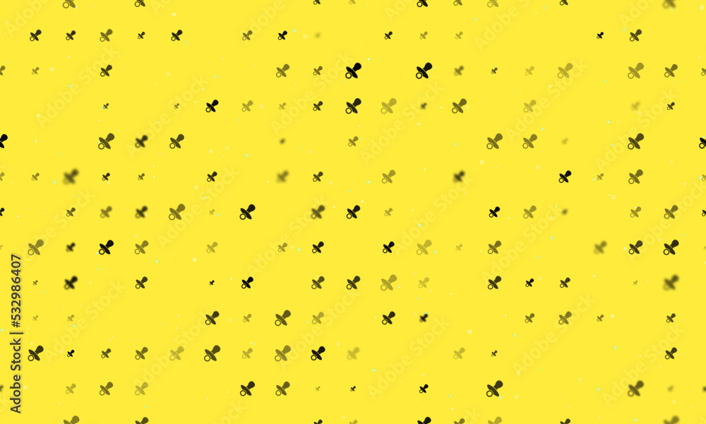 Poster seamless background pattern of evenly spaced black nipple symbols of different sizes and opacity. ve