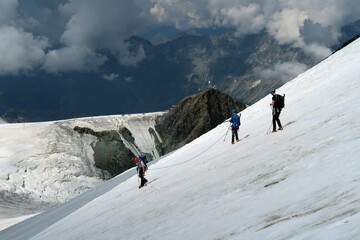 Multi day summer expedition through some glaciers in the alps. On the Monterosa massif starting from Zermatt and summiting multiple 4000m mountains