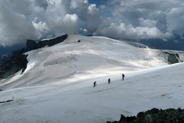Multi day summer expedition through some glaciers in the alps. On the Monterosa massif starting...