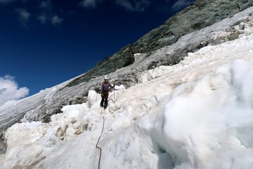 Multi day summer expedition through some glaciers in the alps. On the Monterosa massif starting from Zermatt and summiting multiple 4000m mountains