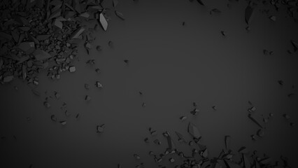 Abstract broken pieces background. 3D illustration.