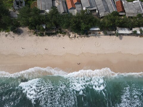 View Of Pasetran Blitar Beach From A Drone