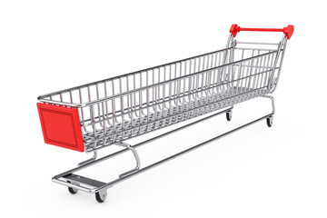 Extra Long and Large Shopping Cart Trolley. 3d Rendering