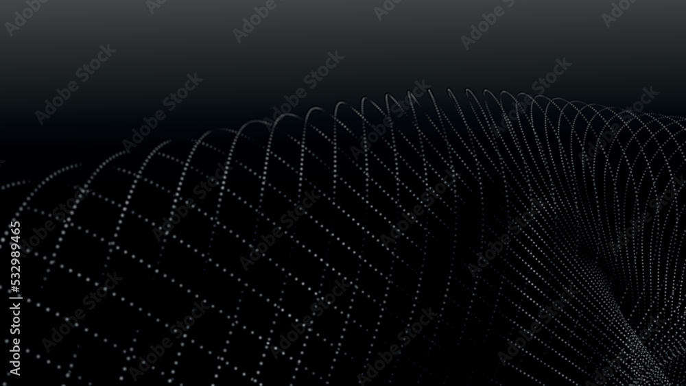 Poster wave of particles. abstract background with a dynamic wave. big data. vector illustration.