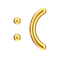 Naklejka premium Abstract Cartoon Golden Sadness Face Icon. 3d Rendering