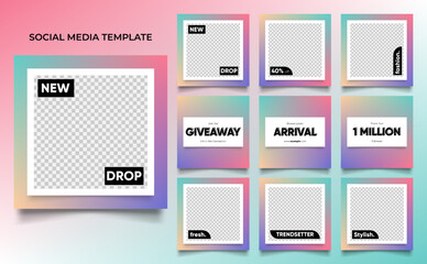 Fototapeta na wymiar social media template banner fashion sale promotion in multiple color. fully editable instagram and facebook square post frame puzzle organic sale poster.