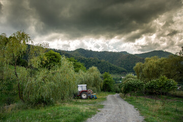 Fototapeta na wymiar The mountain area located in Bistrita Bargaului, Bistrita Romania, September 2022