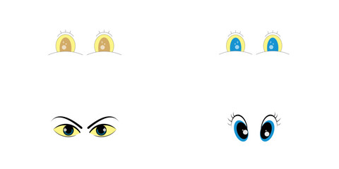 Set eye cartoon logo design with creative concept premium vector