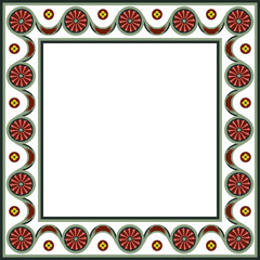Vintage pattern stylish square frame round cross flower