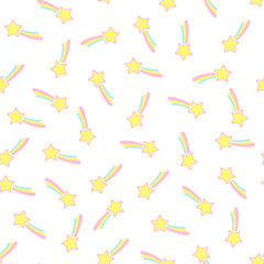 Fototapeta na wymiar Star and rainbow pattern seamless illustration vector. Rainbows and cute clouds with stars on white background.