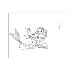 funny mermaid coloring page for kids'