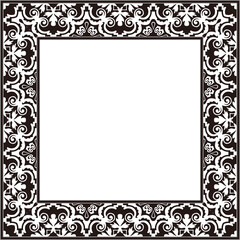 Vintage pattern stylish square frame retro black white spiral curve cross