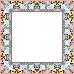 Obraz premium Vintage botanic garden retro pattern stylish square frame