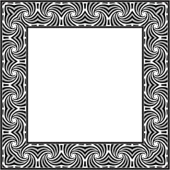 Vintage pattern stylish square frame gray black spiral swirl