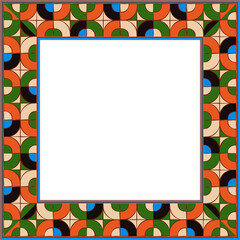 Vintage pattern stylish square frame retro geometry curve cross