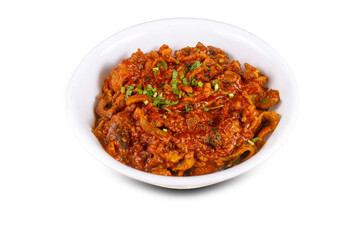 vajari masala Served in a plate over white background. Selective focus.