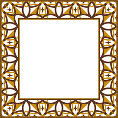 Vintage pattern stylish square frame brown curve cross line