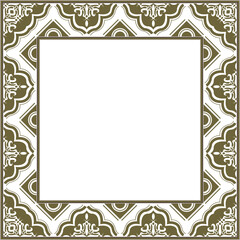 Vintage botanic garden retro pattern stylish square frame