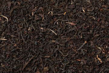  Dried Ostfriesen tea leaves full frame close up as background