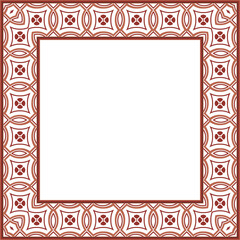 Vintage pattern stylish square frame retro red curve cross line