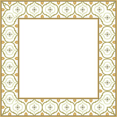 Vintage botanic garden retro pattern stylish square frame