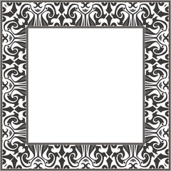 Vintage botanic garden retro pattern stylish square frame