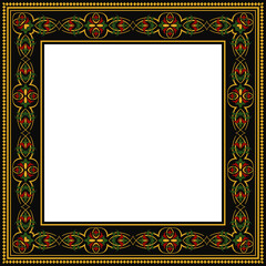 Vintage botanic garden retro pattern stylish square frame