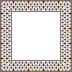 Vintage pattern stylish square frame retro hand drawn scale curve cross