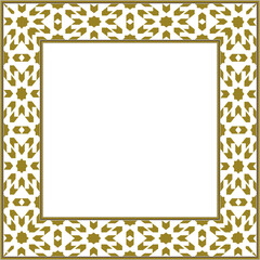 Vintage pattern stylish square frame golden geometry star cross