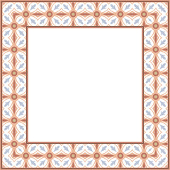 Vintage botanic garden retro pattern stylish square frame