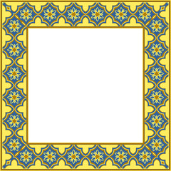Vintage pattern stylish square frame royal yellow flower