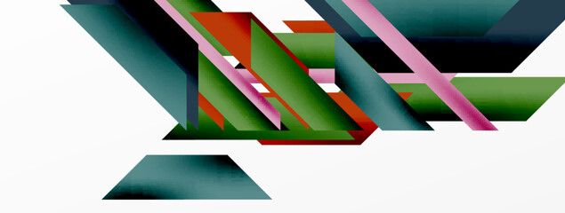 Minimal geometric abstract background. Dynamic 3d lines composition. Trendy techno business template for wallpaper, banner, background or landing